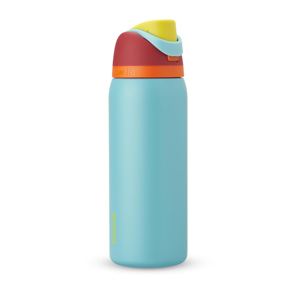 Owala FreeSip - Botella de agua aislada de acero inoxidable con popote para deportes, viajes y escuela, botella de agua deportiva sin BPA, 24 onzas, tropical
