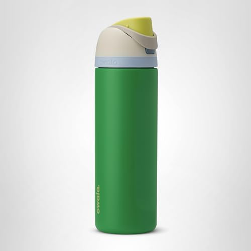 Owala FreeSip - Botella de agua aislada de acero inoxidable con popote para deportes, viajes y escuela, botella de agua deportiva sin BPA, 24 onzas, tropical