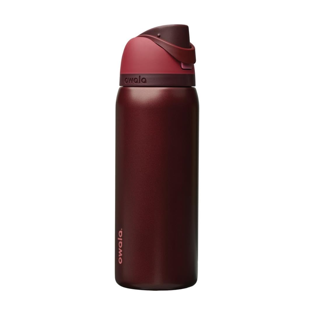 Owala FreeSip - Botella de agua aislada de acero inoxidable con popote para deportes, viajes y escuela, botella de agua deportiva sin BPA, 24 onzas, tropical