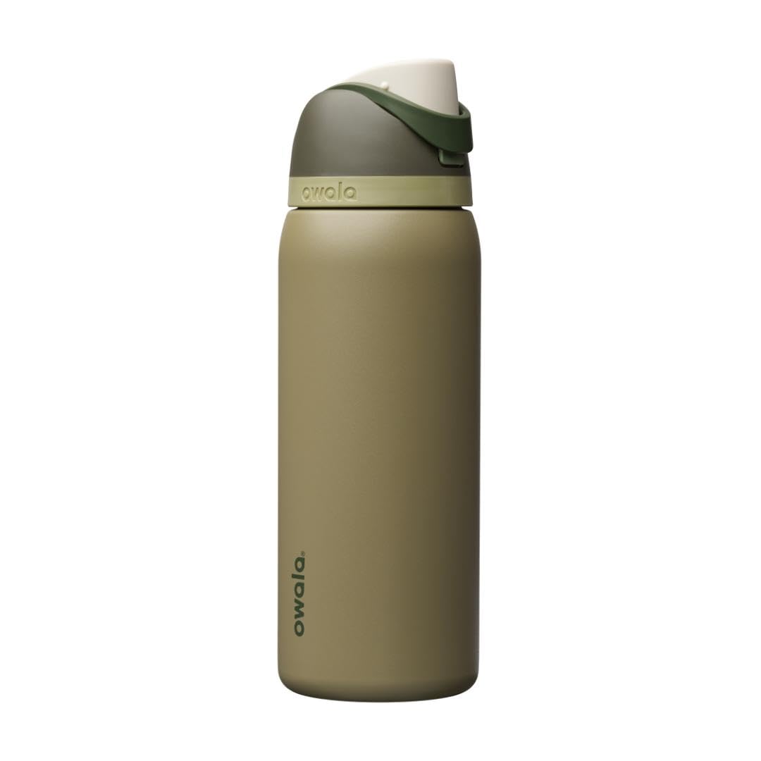 Owala FreeSip - Botella de agua aislada de acero inoxidable con popote para deportes, viajes y escuela, botella de agua deportiva sin BPA, 24 onzas, tropical