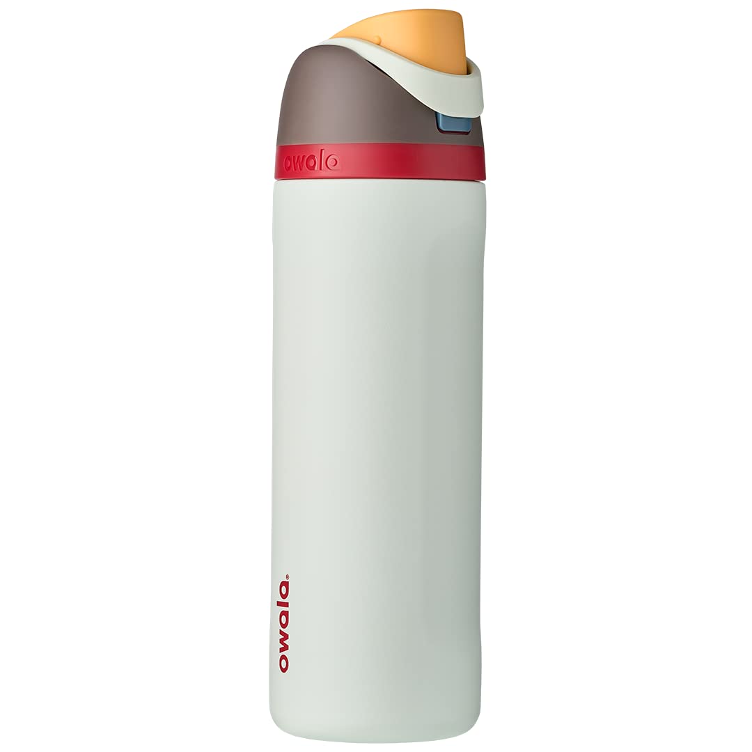 Owala FreeSip - Botella de agua aislada de acero inoxidable con popote para deportes, viajes y escuela, botella de agua deportiva sin BPA, 24 onzas, tropical