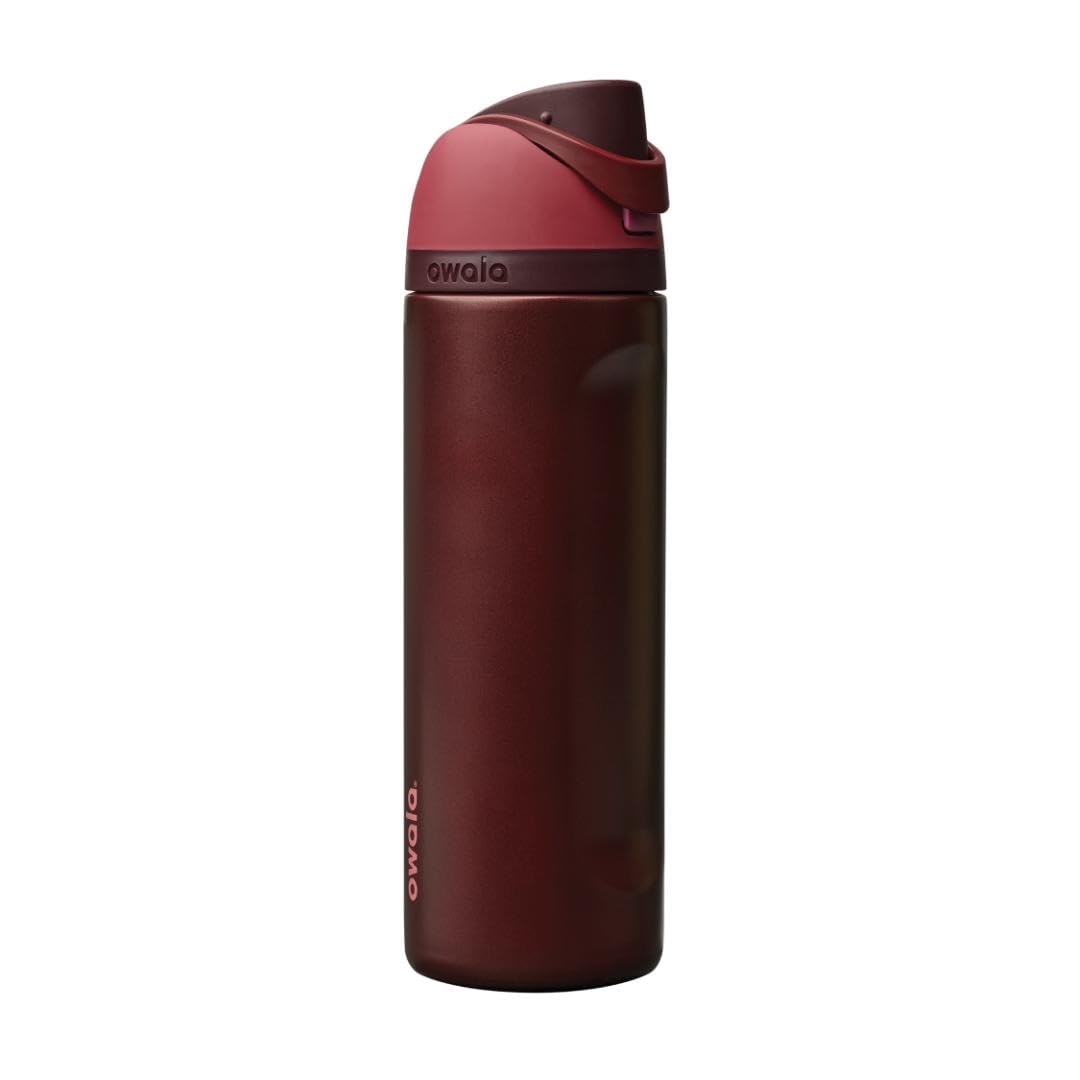 Owala FreeSip - Botella de agua aislada de acero inoxidable con popote para deportes, viajes y escuela, botella de agua deportiva sin BPA, 24 onzas, tropical