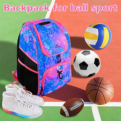 MATEIN - Bolsa de baloncesto, mochila de fútbol resistente con soporte para pelota y compartimento para zapatos, gran mochila de baloncesto para equipo de entrenamiento, mochila de baloncesto