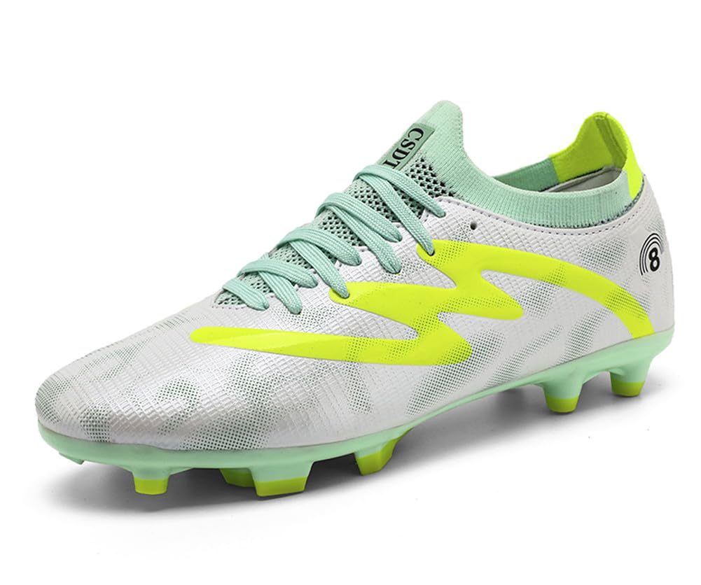Tacos FG Unisex de Entrenamiento Atlético Antideslizantes con Tacos Largos de Caña Alta, Zapatos de Fútbol Soccer para Jóvenes