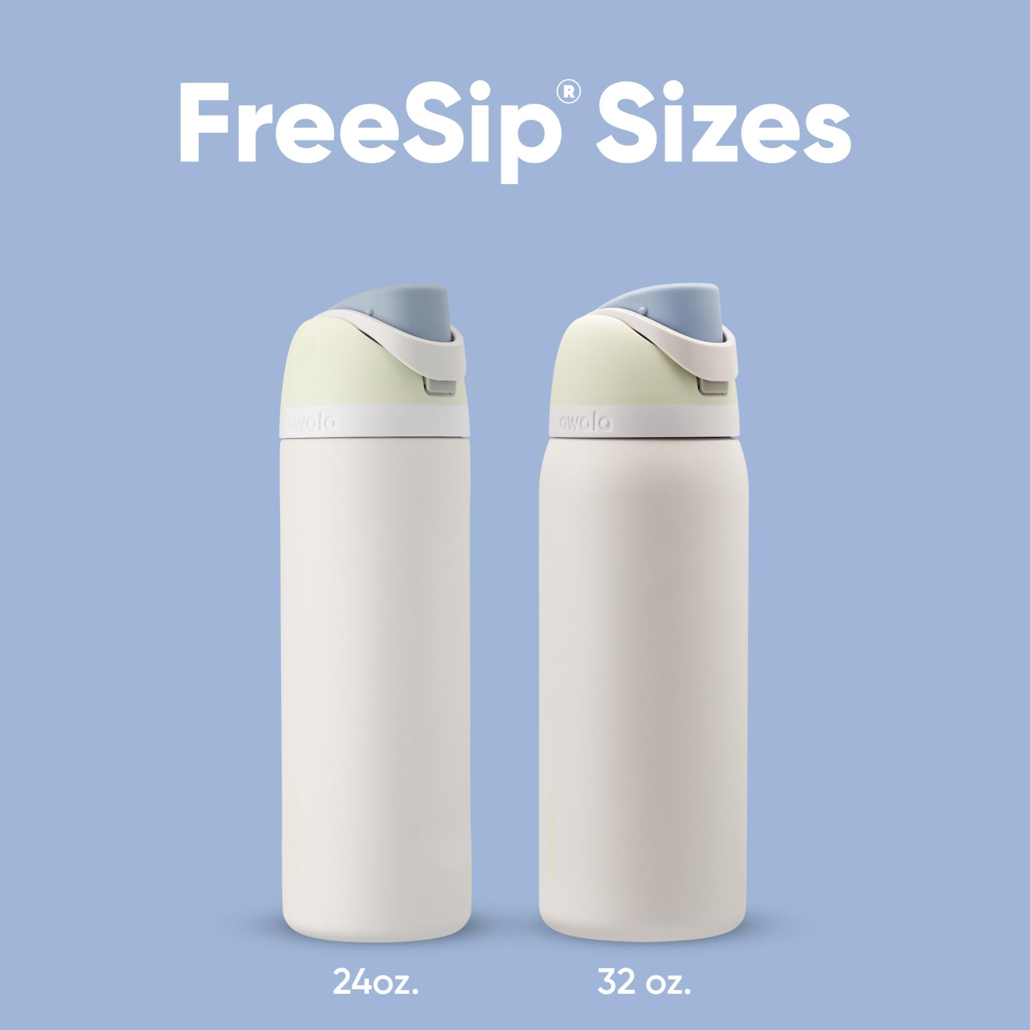 Owala FreeSip - Botella de agua aislada de acero inoxidable con popote para deportes, viajes y escuela, botella de agua deportiva sin BPA, 24 onzas, tropical