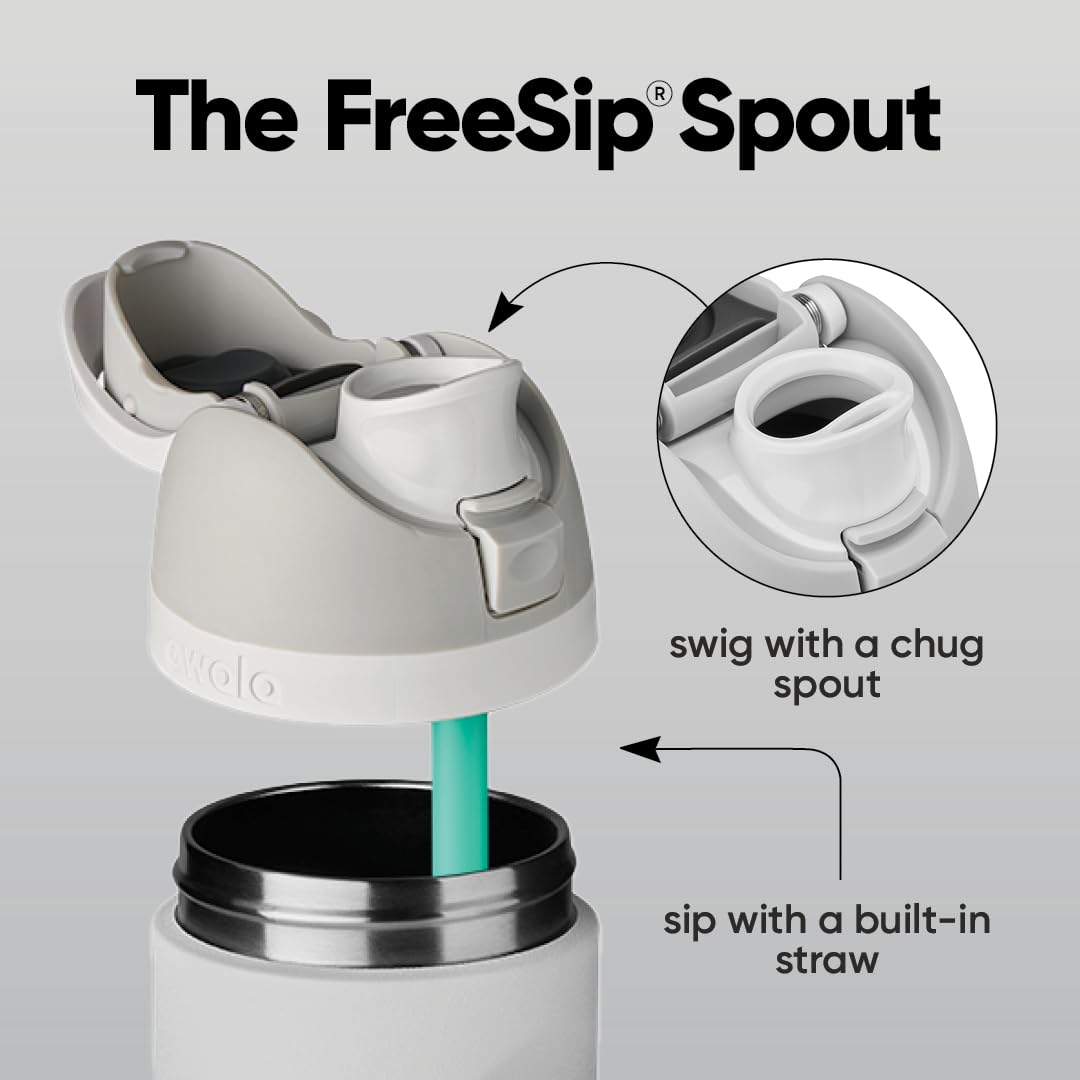Owala FreeSip - Botella de agua aislada de acero inoxidable con popote para deportes, viajes y escuela, botella de agua deportiva sin BPA, 24 onzas, tropical