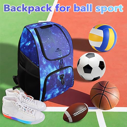 MATEIN - Bolsa de baloncesto, mochila de fútbol resistente con soporte para pelota y compartimento para zapatos, gran mochila de baloncesto para equipo de entrenamiento, mochila de baloncesto