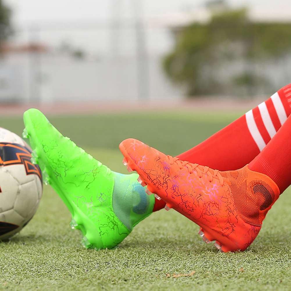 Tacos FG Unisex de Entrenamiento Atlético Antideslizantes con Tacos Largos de Caña Alta, Zapatos de Fútbol Soccer para Jóvenes