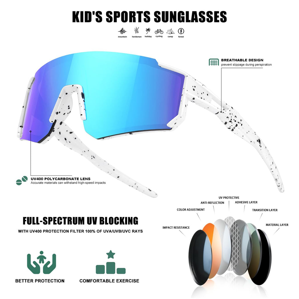 Kids Sunglasses Youth Baseball Sunglasses for Boys Girls Softball Sports Sun Glasses UV Protection