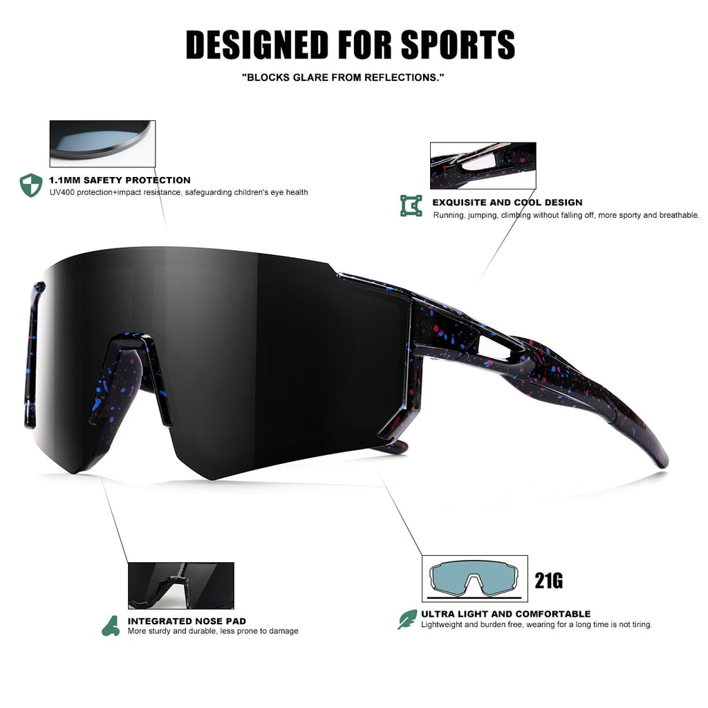 Kids Sunglasses Youth Baseball Sunglasses for Boys Girls Softball Sports Sun Glasses UV Protection