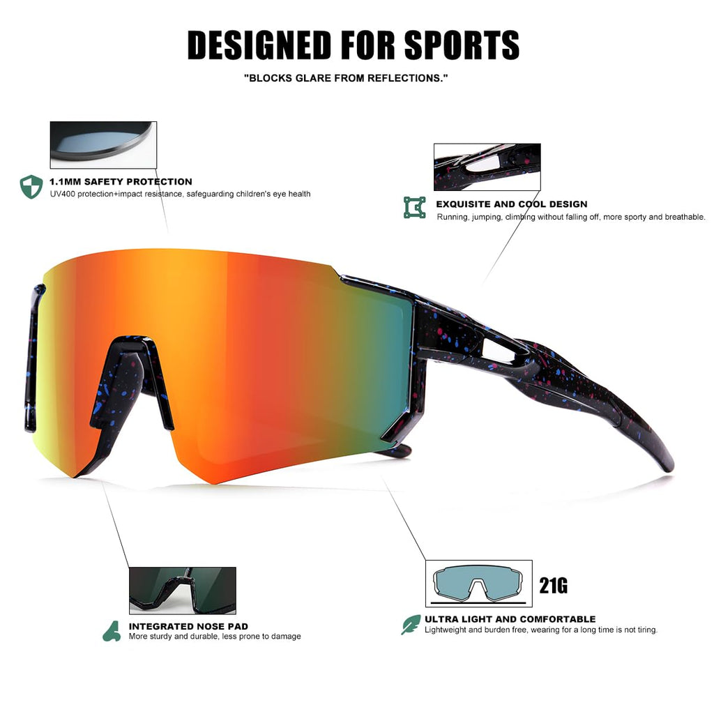 Kids Sunglasses Youth Baseball Sunglasses for Boys Girls Softball Sports Sun Glasses UV Protection