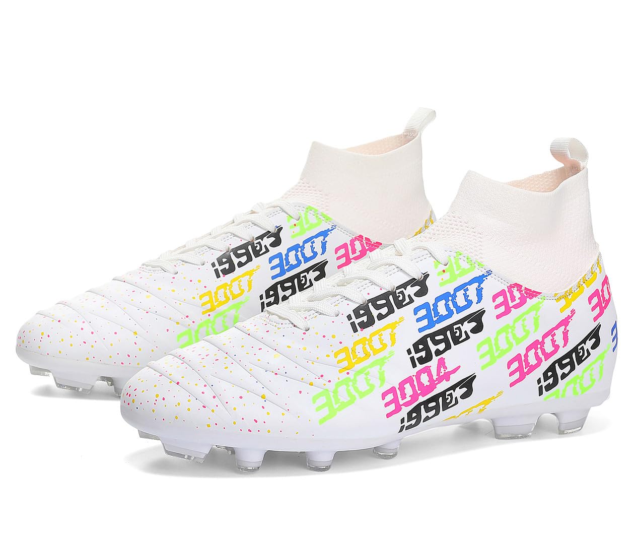 Tacos FG Unisex de Entrenamiento Atlético Antideslizantes con Tacos Largos de Caña Alta, Zapatos de Fútbol Soccer para Jóvenes