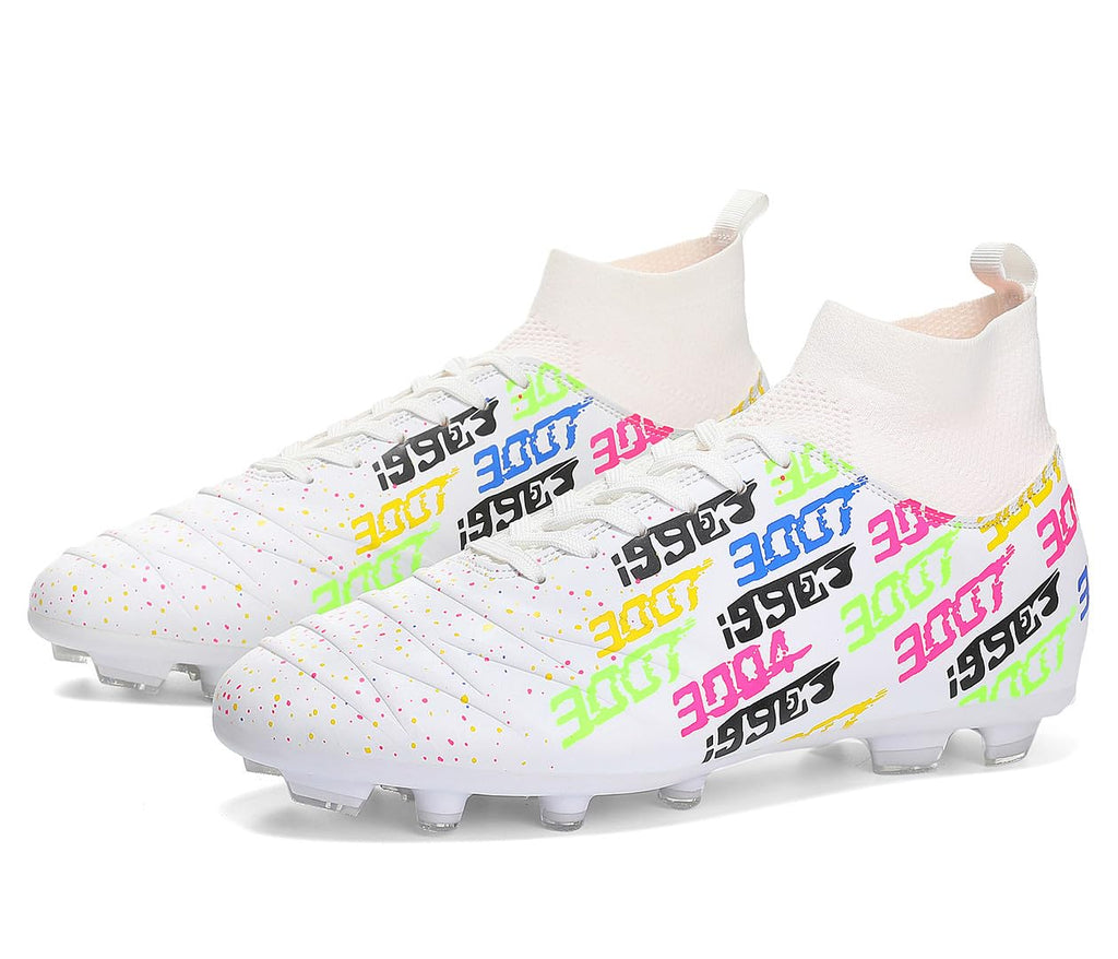 Tacos FG Unisex de Entrenamiento Atlético Antideslizantes con Tacos Largos de Caña Alta, Zapatos de Fútbol Soccer para Jóvenes