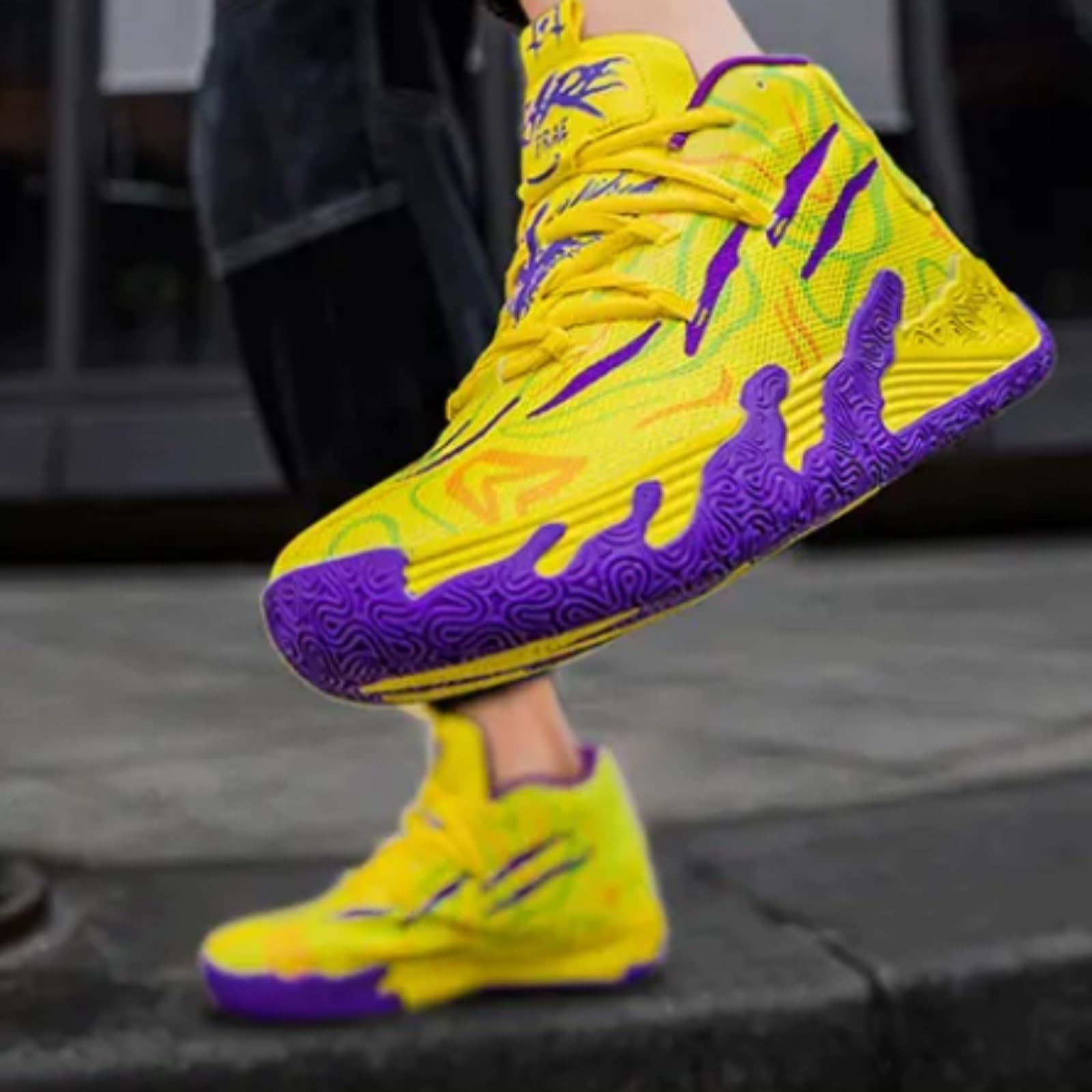 Mens Multicolor High Top Basketball Shoes Non-Slip Breathable Running Shoes Fahsion Lightweight Outdoor Gym Sneakers