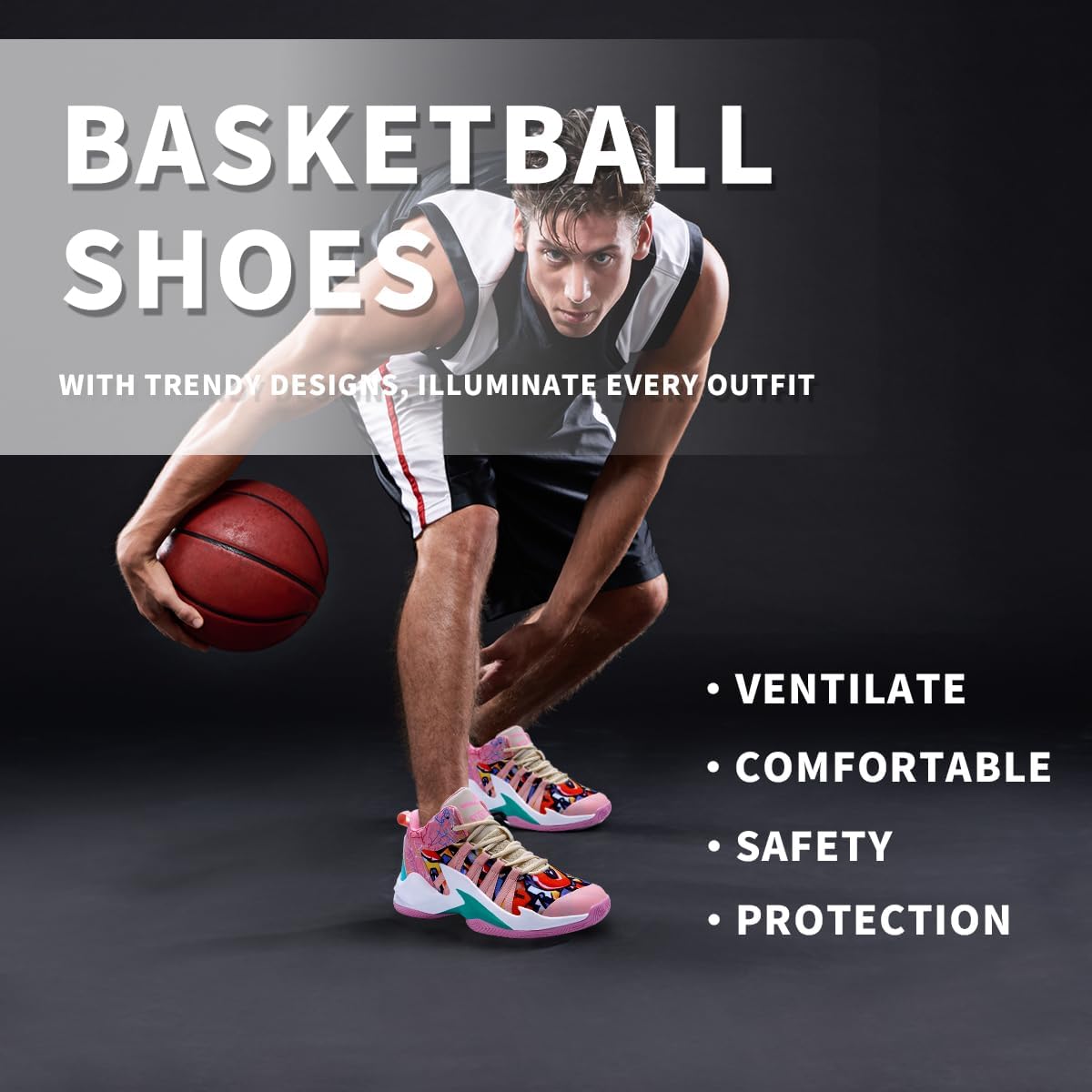 Zapatos de baloncesto para hombre y mujer, ultra ligeros, a la moda, antideslizantes, para Streetball Master, transpirables, para exteriores, zapatos acolchados para fitness