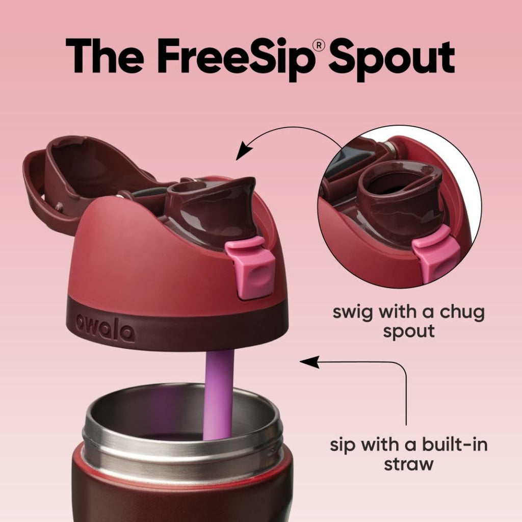Owala FreeSip - Botella de agua aislada de acero inoxidable con popote para deportes, viajes y escuela, botella de agua deportiva sin BPA, 24 onzas, tropical
