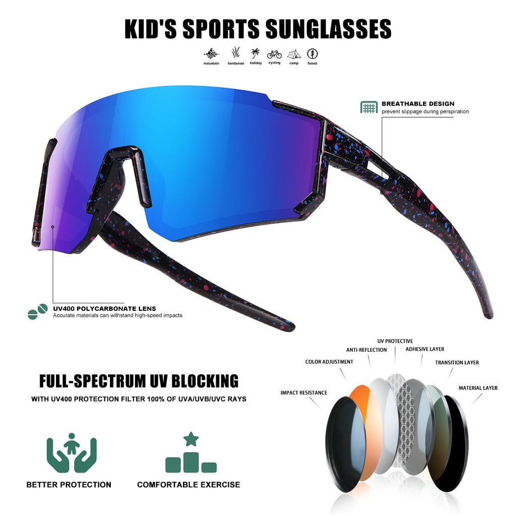 Kids Sunglasses Youth Baseball Sunglasses for Boys Girls Softball Sports Sun Glasses UV Protection