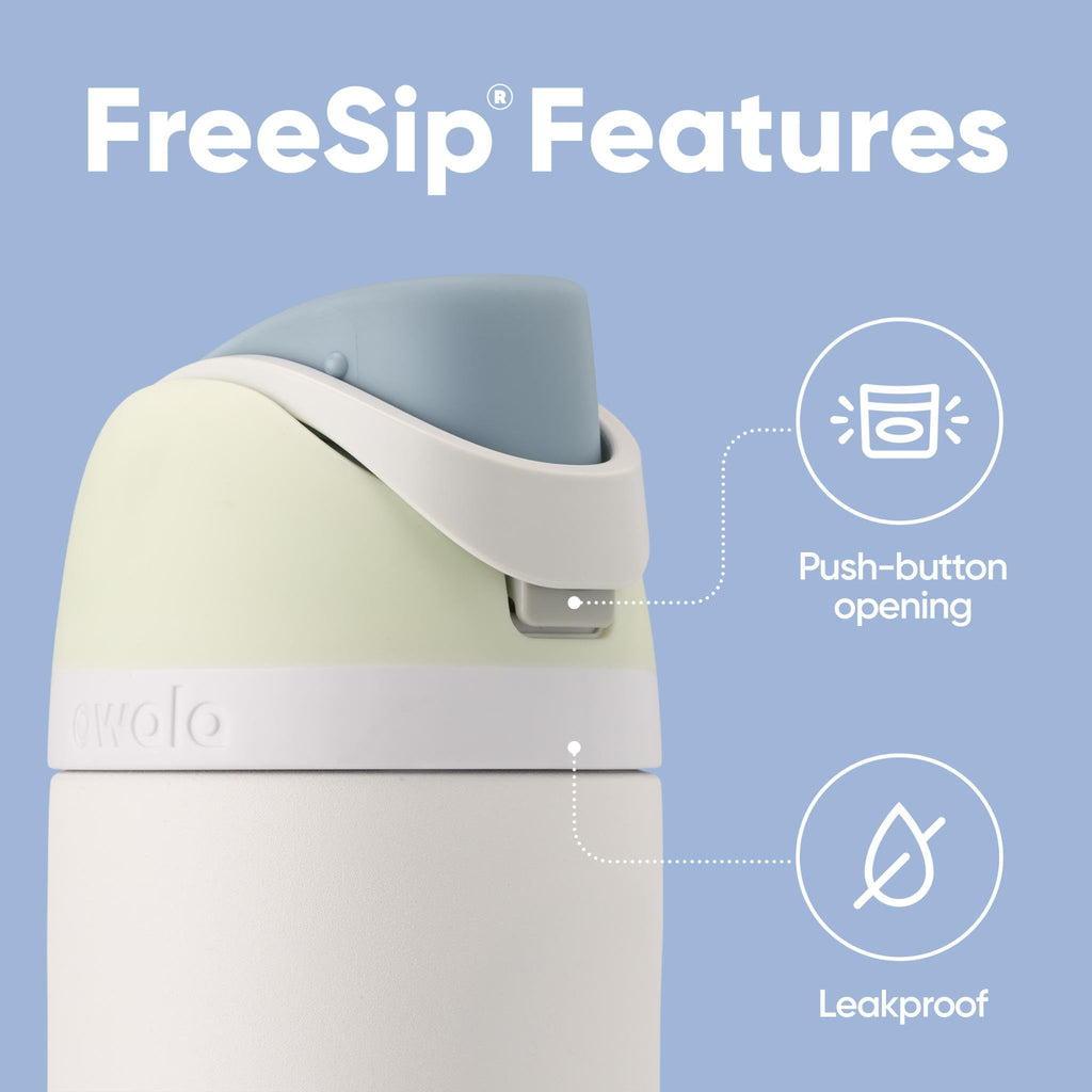 Owala FreeSip - Botella de agua aislada de acero inoxidable con popote para deportes, viajes y escuela, botella de agua deportiva sin BPA, 24 onzas, tropical