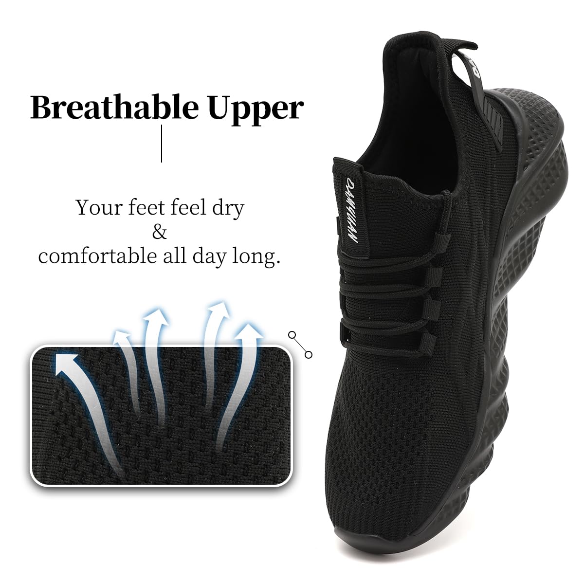 Men's Walking Running Shoes Sneakers Athletic Non Slip On Sports Tennis Fitness Shoes Casual Workout Lightweight Breathable Trainers Gym Fashion Mesh Soft Comfortable Shoe