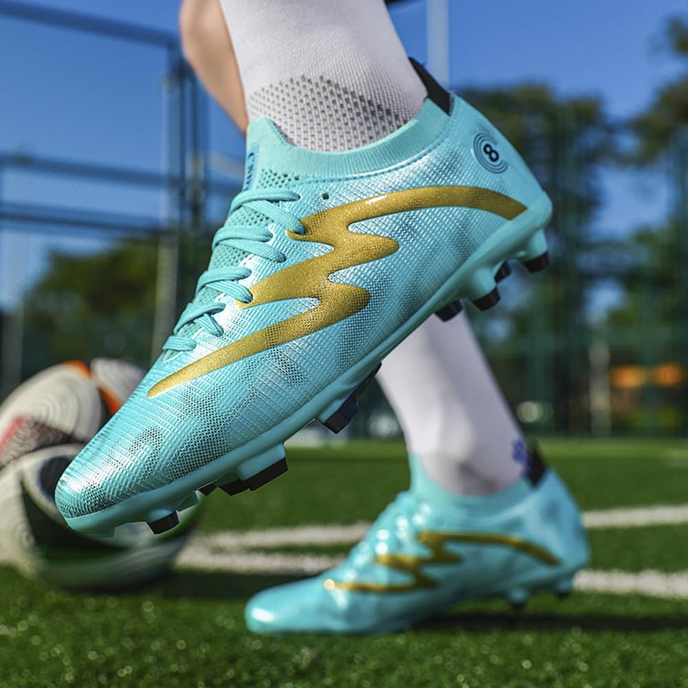 Tacos FG Unisex de Entrenamiento Atlético Antideslizantes con Tacos Largos de Caña Alta, Zapatos de Fútbol Soccer para Jóvenes