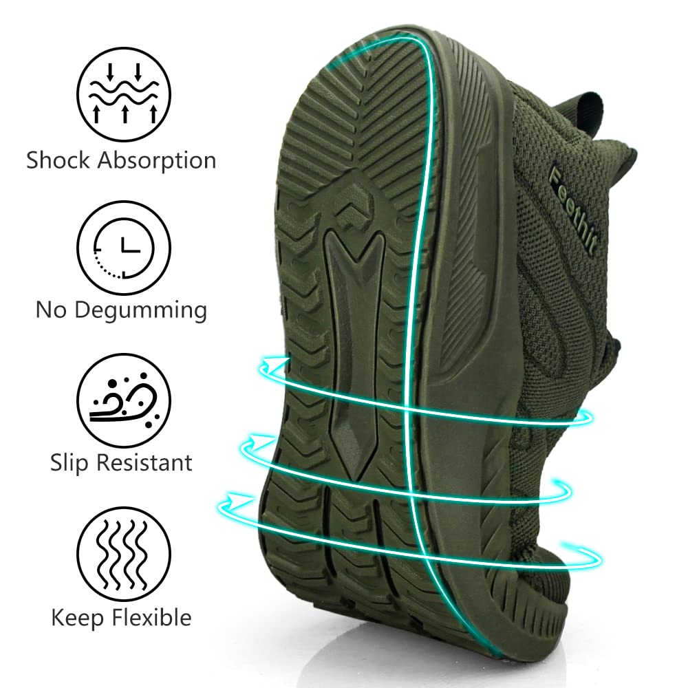 Feethit - Tenis para hombre antideslizantes, ligeros, transpirables, estilo slip-on, para caminar, correr y gimnasio