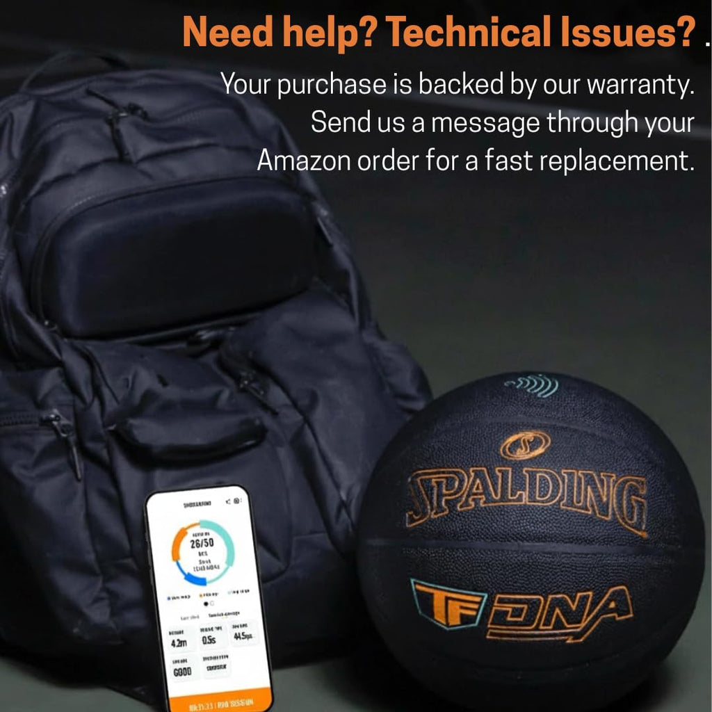 Spalding TF DNA Smart Basketball + 1 Yr App Subscription Bundle I iOS and Android Compatible I All Surface Material