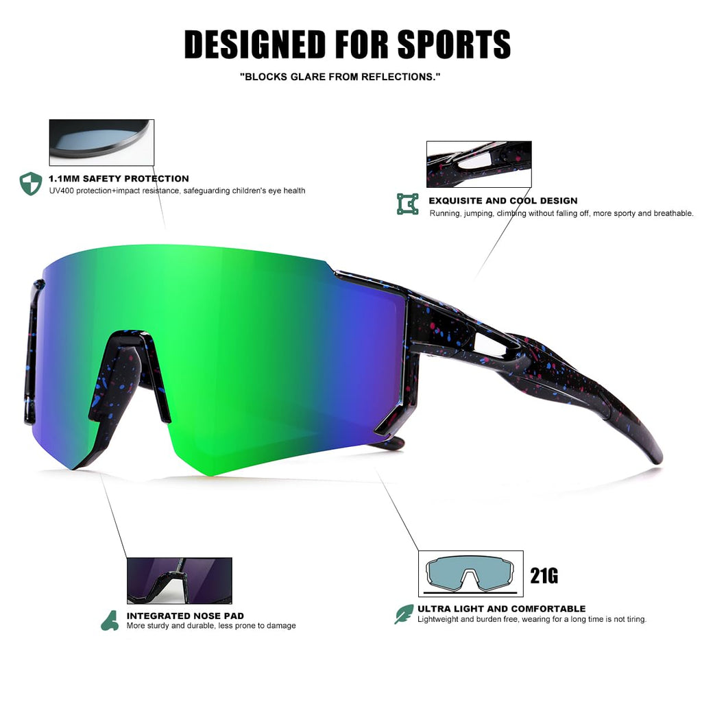 Kids Sunglasses Youth Baseball Sunglasses for Boys Girls Softball Sports Sun Glasses UV Protection