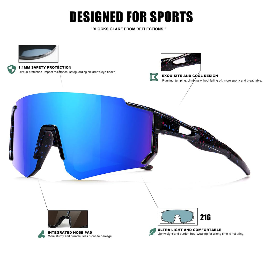 Kids Sunglasses Youth Baseball Sunglasses for Boys Girls Softball Sports Sun Glasses UV Protection