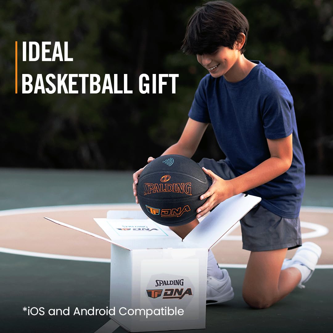 Spalding TF DNA Smart Basketball + 1 Yr App Subscription Bundle I iOS and Android Compatible I All Surface Material