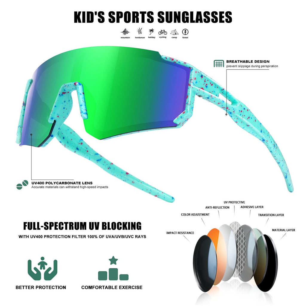 Kids Sunglasses Youth Baseball Sunglasses for Boys Girls Softball Sports Sun Glasses UV Protection
