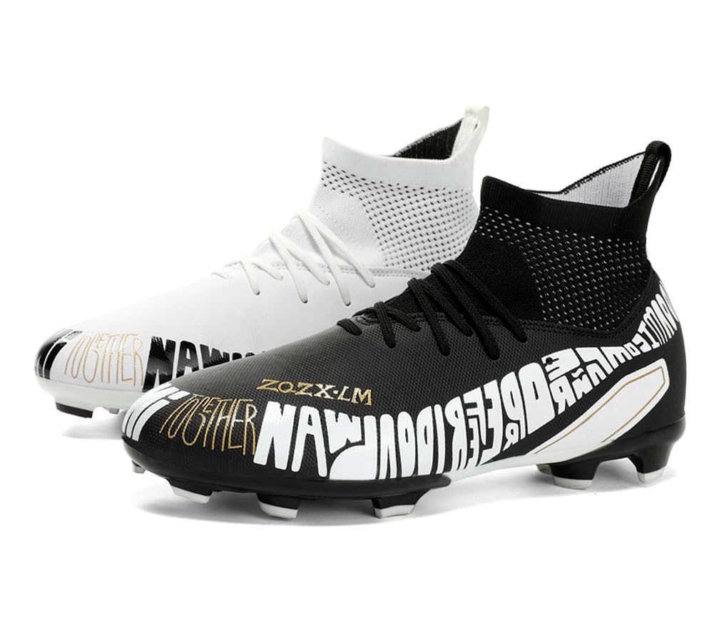 Tacos FG Unisex de Entrenamiento Atlético Antideslizantes con Tacos Largos de Caña Alta, Zapatos de Fútbol Soccer para Jóvenes