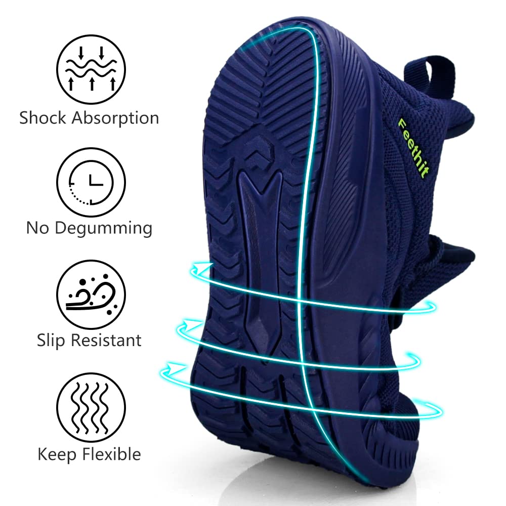 Feethit - Tenis para hombre antideslizantes, ligeros, transpirables, estilo slip-on, para caminar, correr y gimnasio