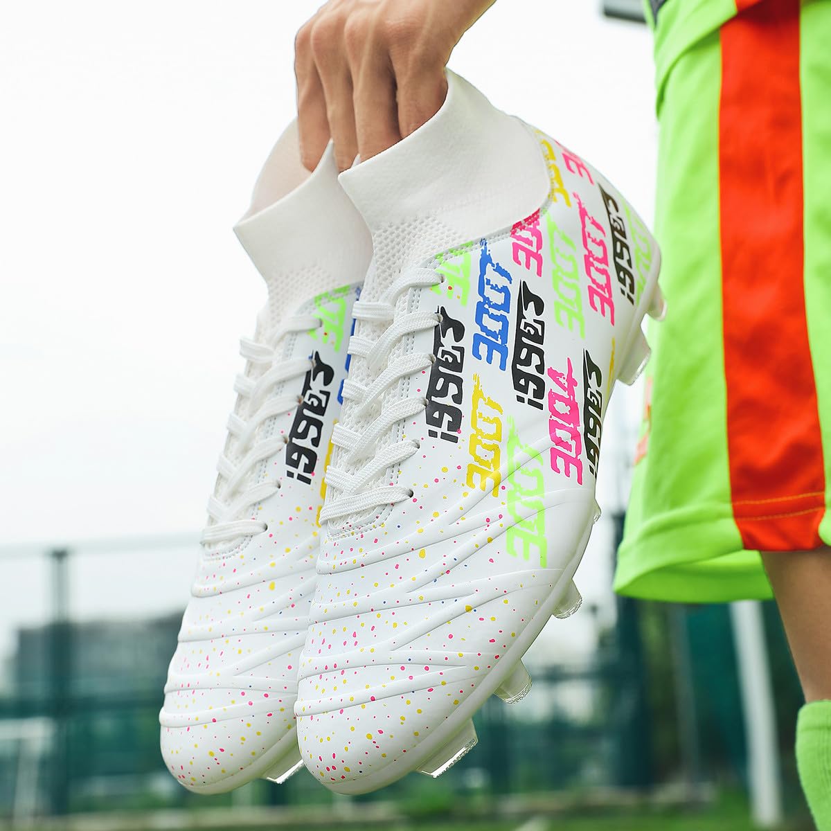 Tacos FG Unisex de Entrenamiento Atlético Antideslizantes con Tacos Largos de Caña Alta, Zapatos de Fútbol Soccer para Jóvenes