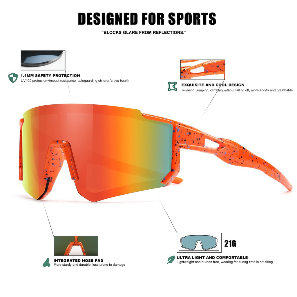 Kids Sunglasses Youth Baseball Sunglasses for Boys Girls Softball Sports Sun Glasses UV Protection
