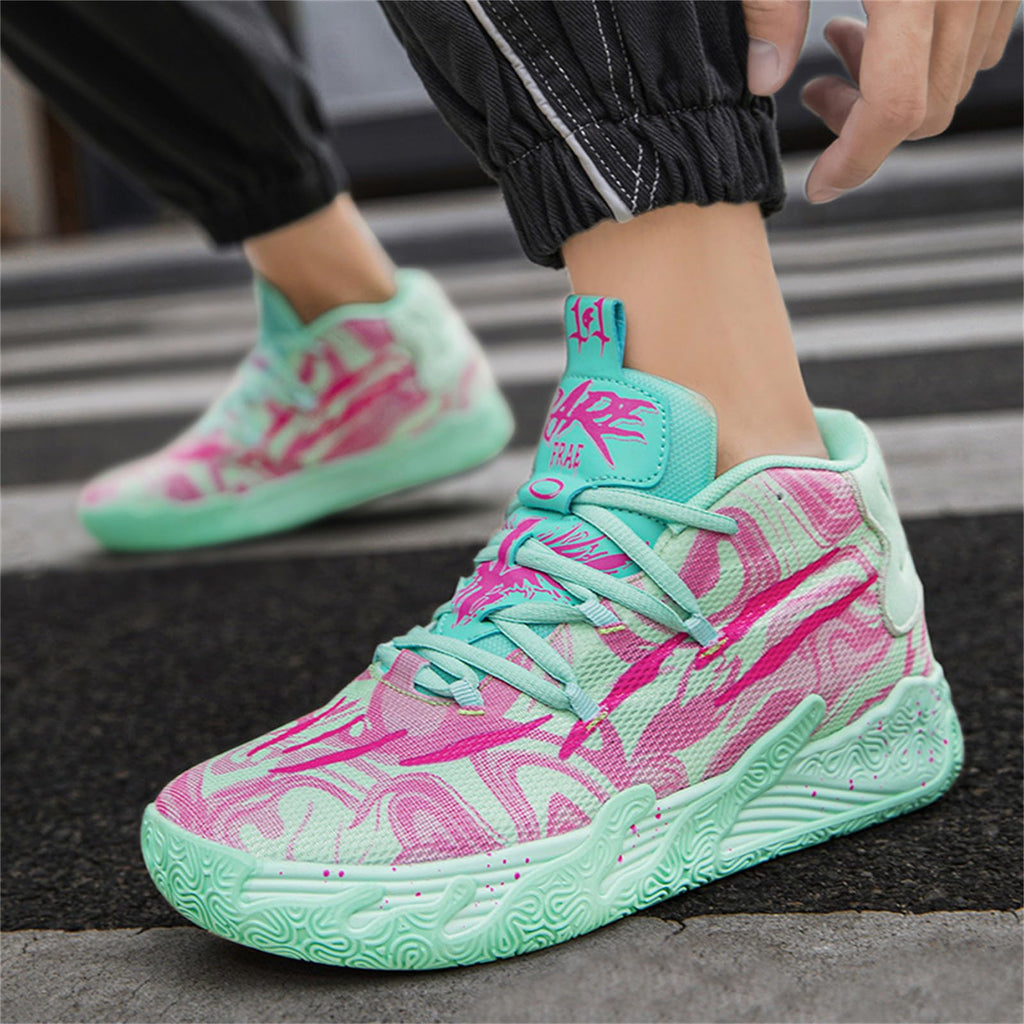 Zapatos de baloncesto de caña alta con cordones para hombre, estilo chino, transpirables, antideslizantes, zapatillas deportivas para exteriores con amortiguación, zapatos de entrenamiento