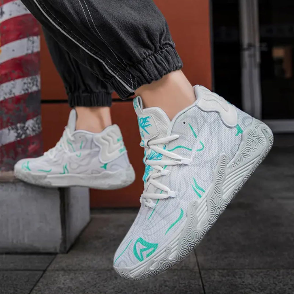 Mens Multicolor High Top Basketball Shoes Non-Slip Breathable Running Shoes Fahsion Lightweight Outdoor Gym Sneakers