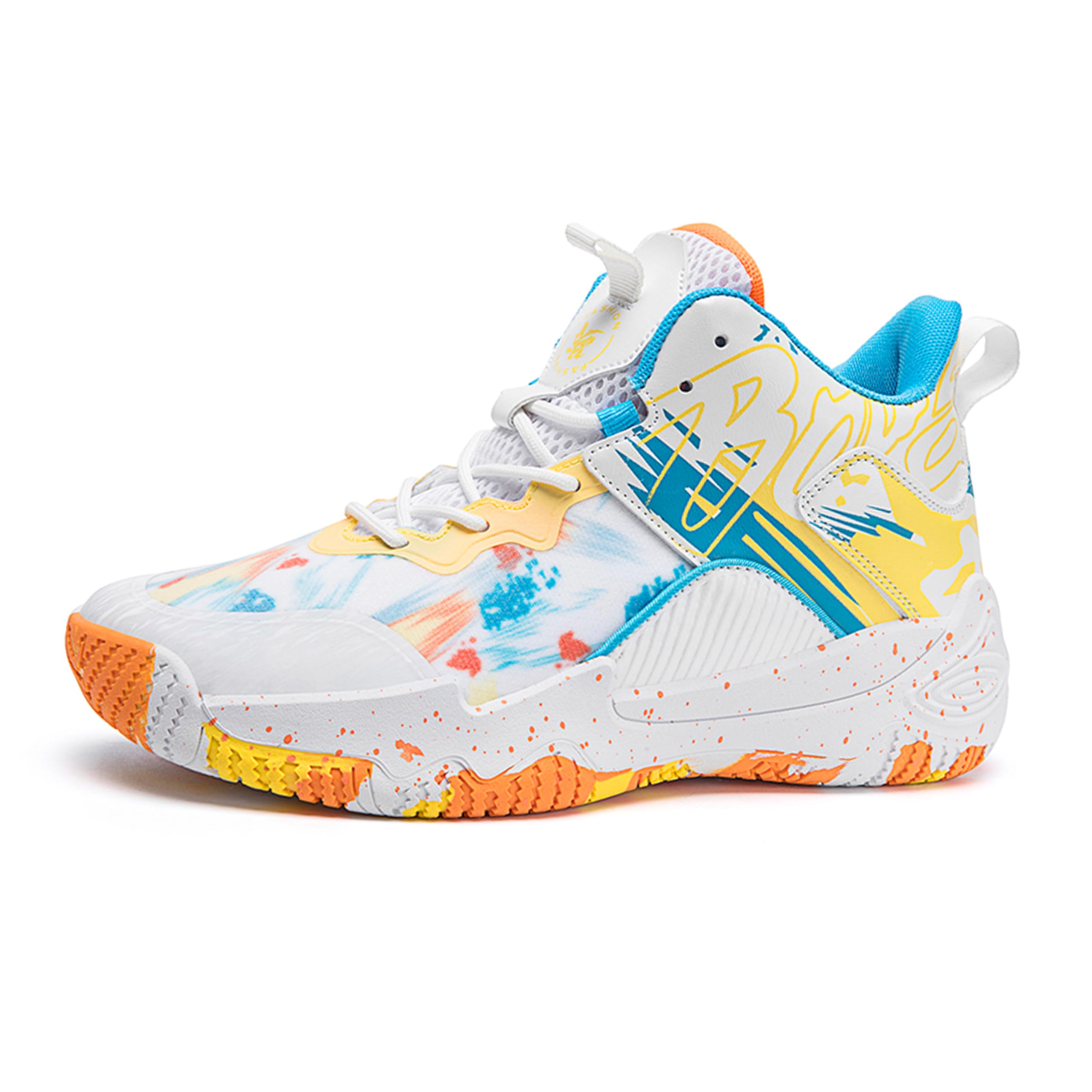 Zapatos de baloncesto de caña alta para hombre con suelas antideslizantes y resistentes al desgaste, zapatos para correr con diseño de graffiti, zapatos deportivos de moda