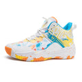 Zapatos de baloncesto de caña alta para hombre con suelas antideslizantes y resistentes al desgaste, zapatos para correr con diseño de graffiti, zapatos deportivos de moda