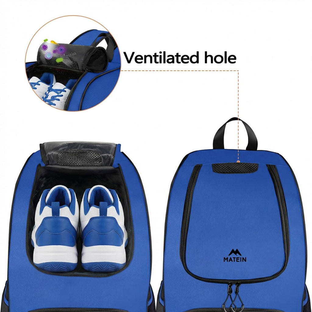 MATEIN - Bolsa de baloncesto, mochila de fútbol resistente con soporte para pelota y compartimento para zapatos, gran mochila de baloncesto para equipo de entrenamiento, mochila de baloncesto