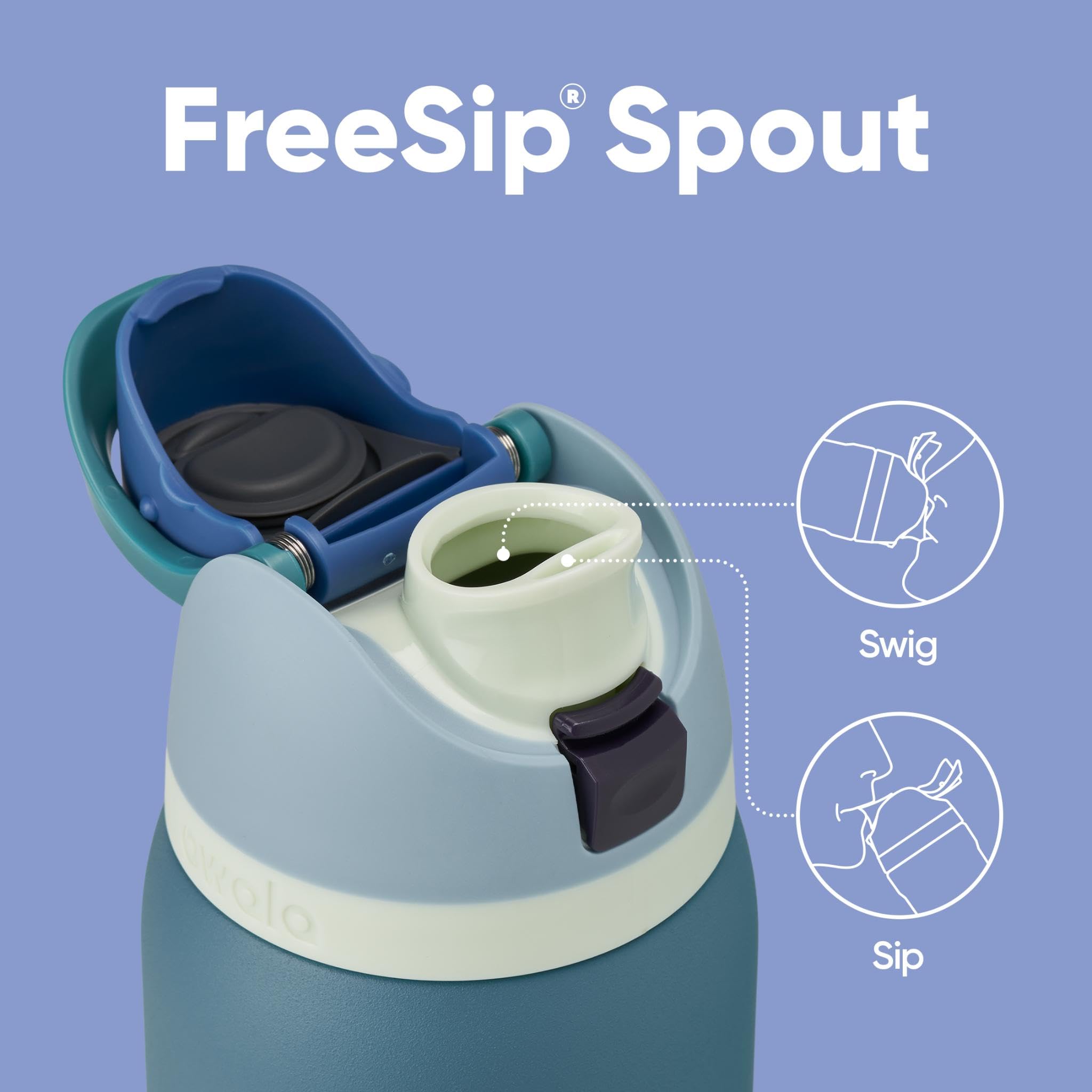 Owala FreeSip - Botella de agua aislada de acero inoxidable con popote para deportes, viajes y escuela, botella de agua deportiva sin BPA, 24 onzas, tropical