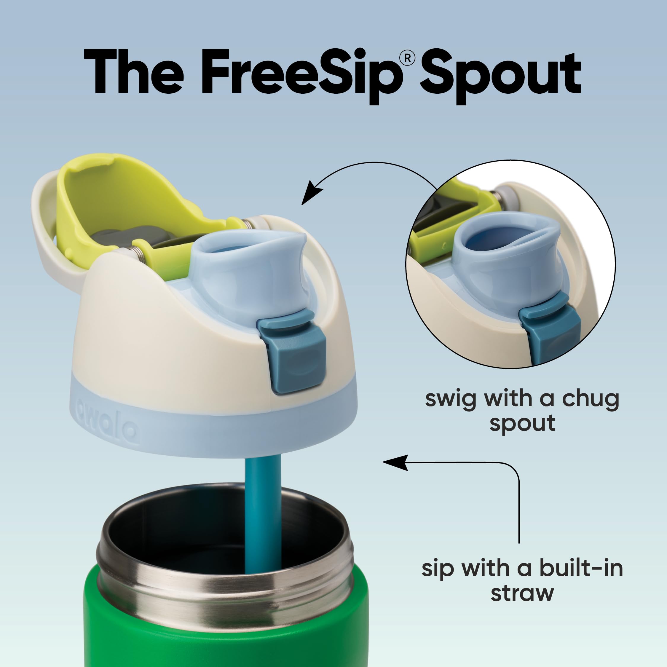 Owala FreeSip - Botella de agua aislada de acero inoxidable con popote para deportes, viajes y escuela, botella de agua deportiva sin BPA, 24 onzas, tropical