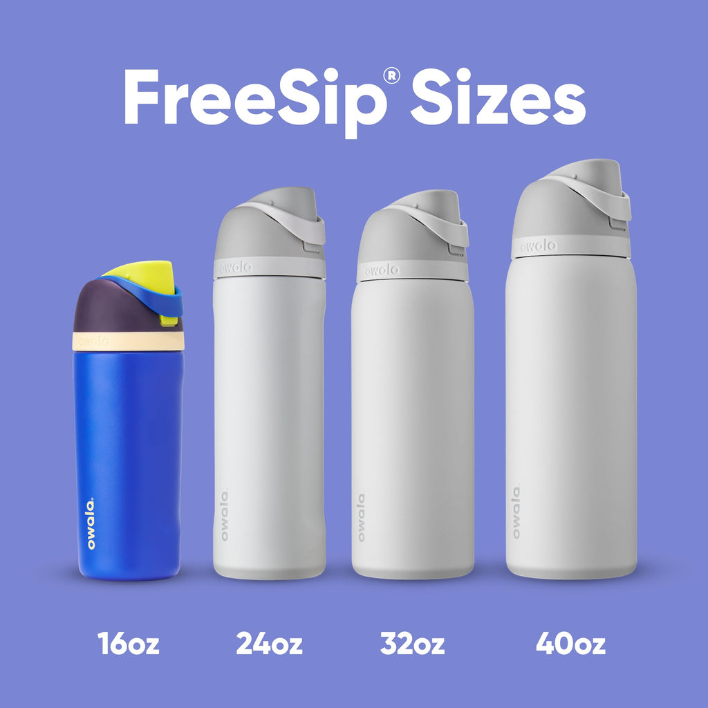Owala FreeSip - Botella de agua aislada de acero inoxidable con popote para deportes, viajes y escuela, botella de agua deportiva sin BPA, 24 onzas, tropical