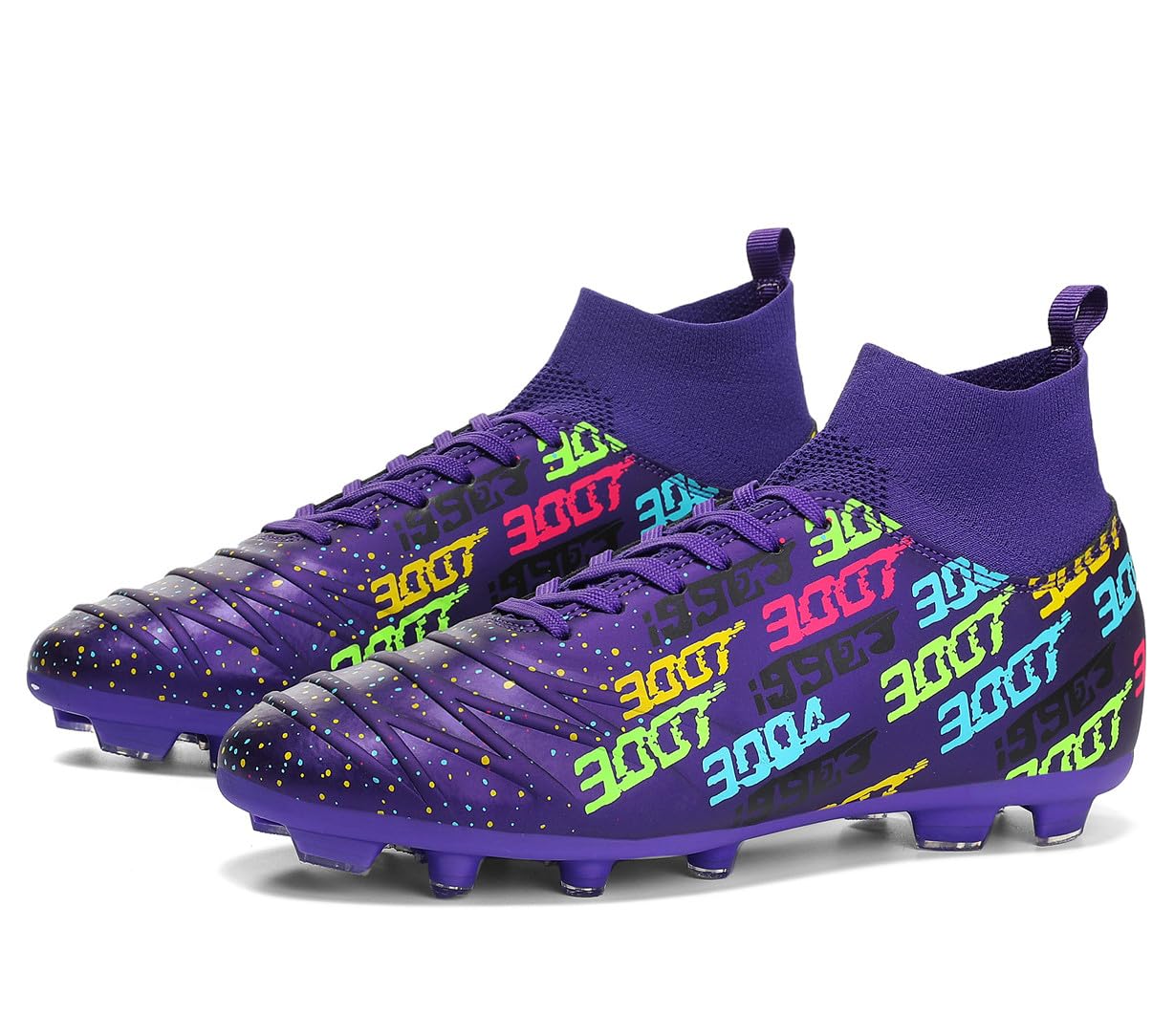 Tacos FG Unisex de Entrenamiento Atlético Antideslizantes con Tacos Largos de Caña Alta, Zapatos de Fútbol Soccer para Jóvenes