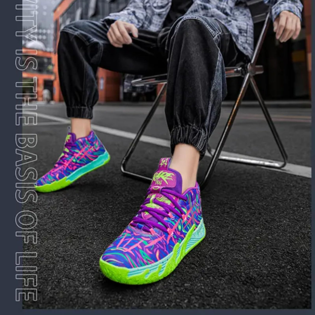Mens Multicolor High Top Basketball Shoes Non-Slip Breathable Running Shoes Fahsion Lightweight Outdoor Gym Sneakers