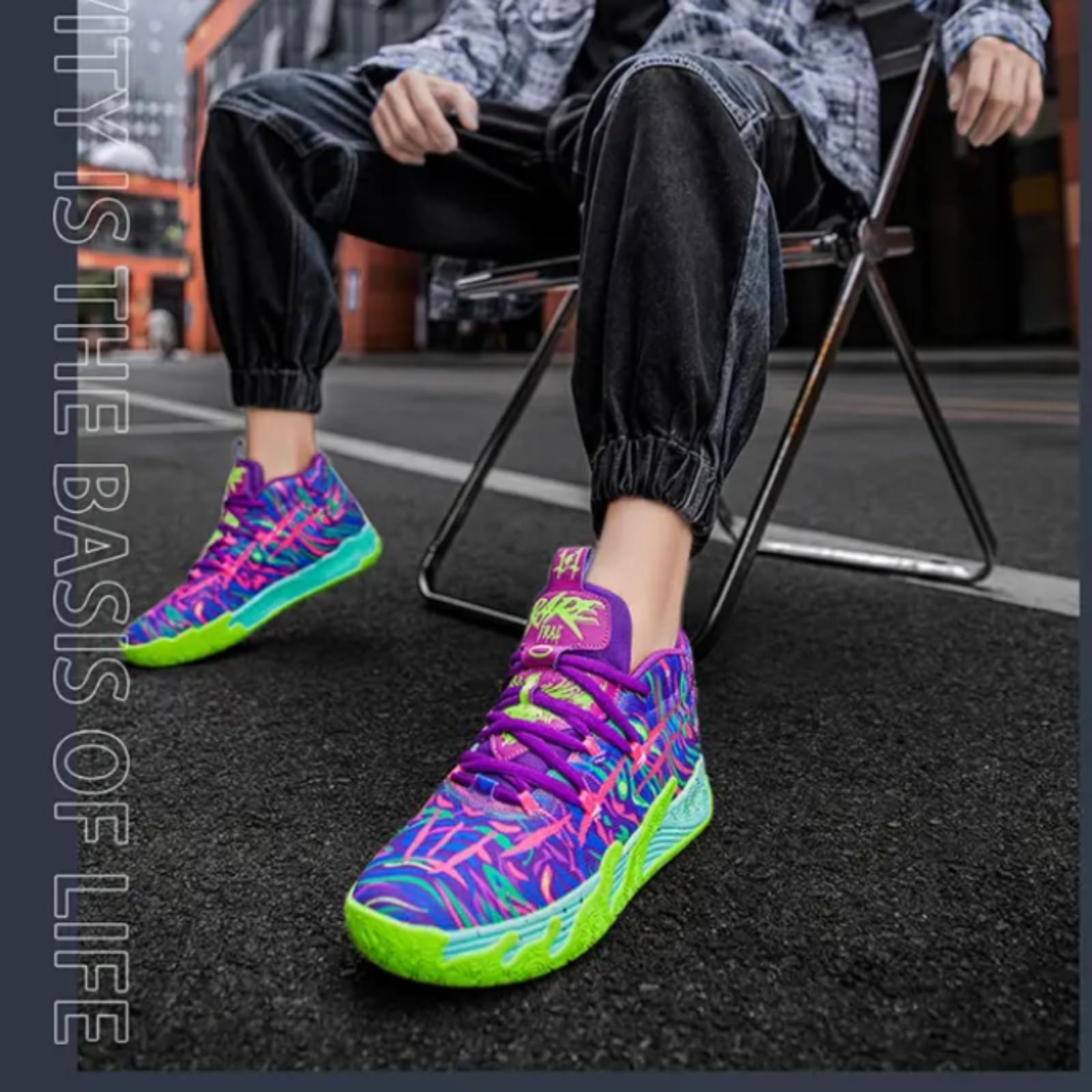Mens Multicolor High Top Basketball Shoes Non-Slip Breathable Running Shoes Fahsion Lightweight Outdoor Gym Sneakers