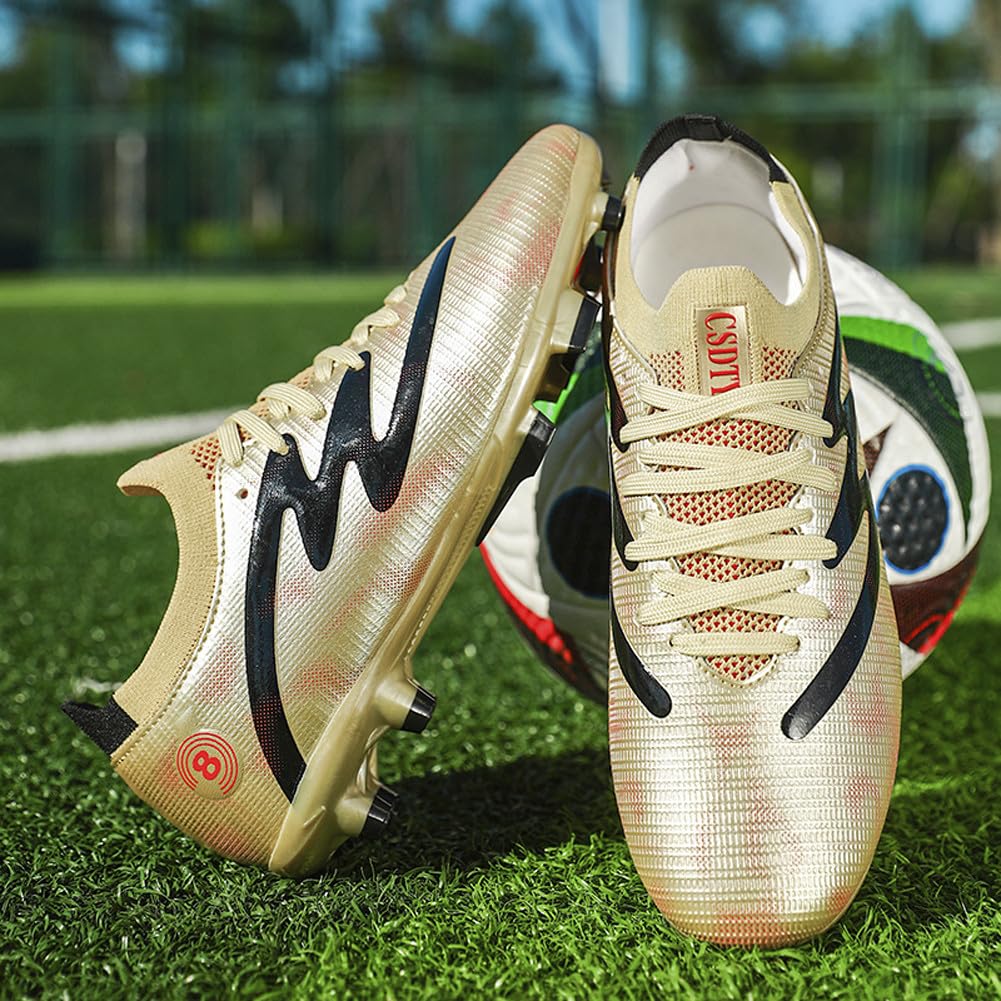 Tacos FG Unisex de Entrenamiento Atlético Antideslizantes con Tacos Largos de Caña Alta, Zapatos de Fútbol Soccer para Jóvenes
