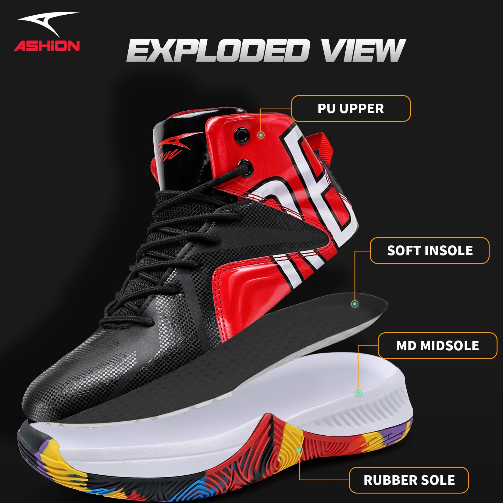 ASHION Zapatos de baloncesto ligeros para hombre