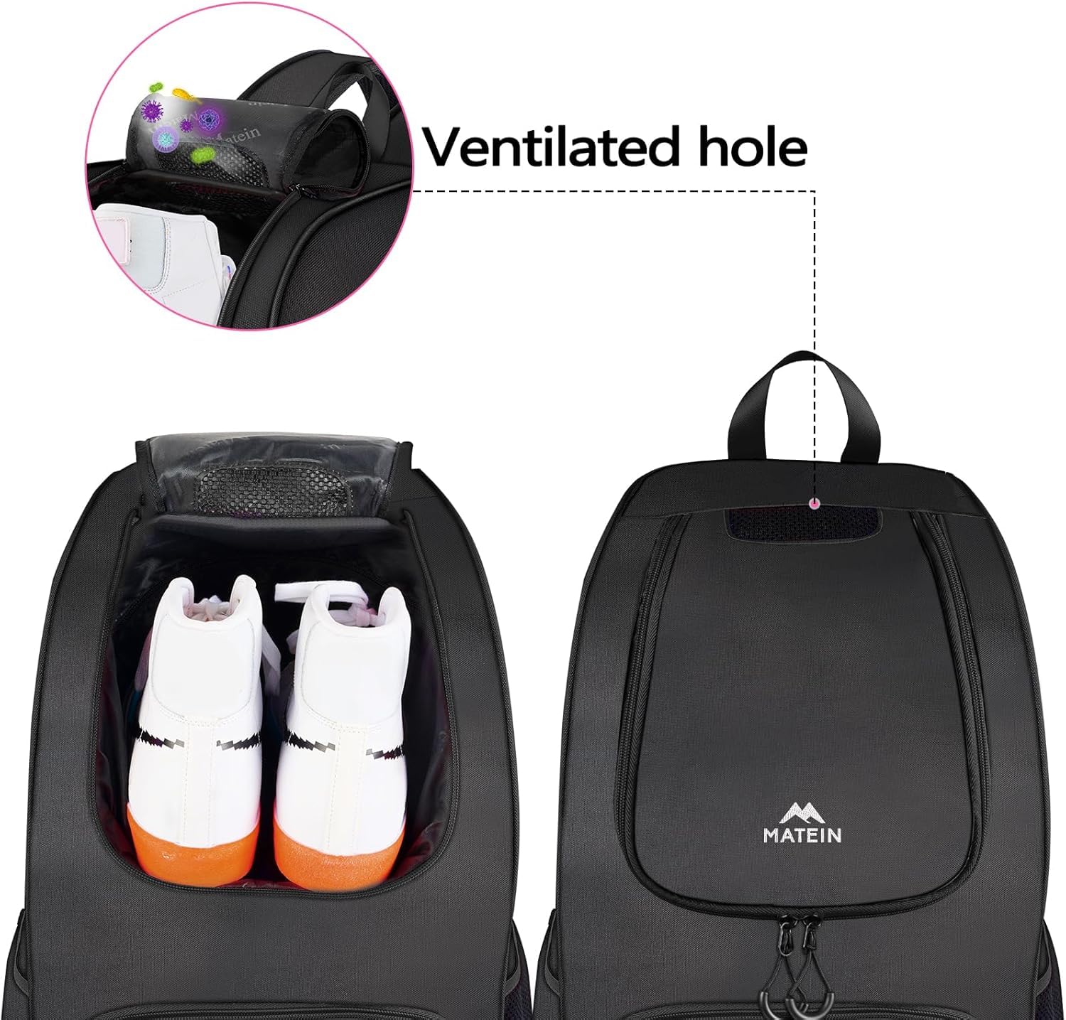 MATEIN - Bolsa de baloncesto, mochila de fútbol resistente con soporte para pelota y compartimento para zapatos, gran mochila de baloncesto para equipo de entrenamiento, mochila de baloncesto