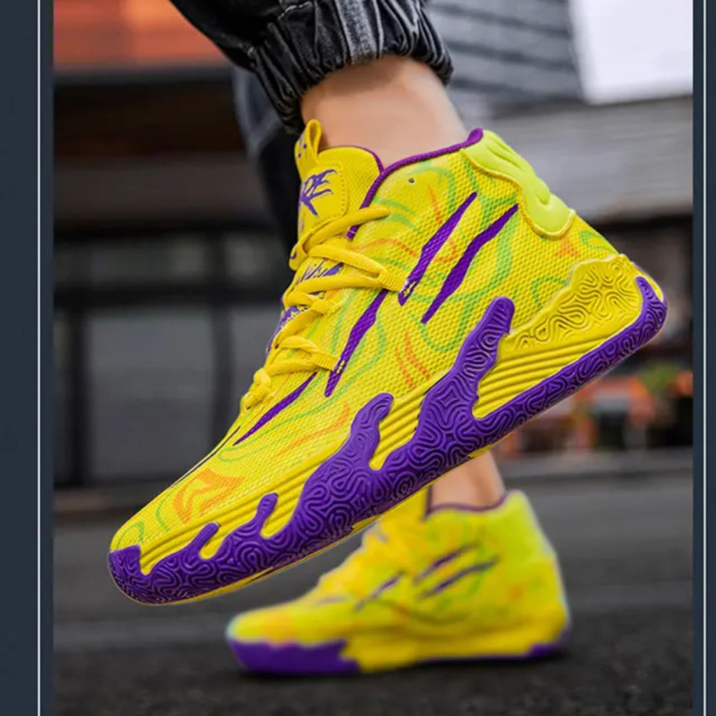 Mens Multicolor High Top Basketball Shoes Non-Slip Breathable Running Shoes Fahsion Lightweight Outdoor Gym Sneakers