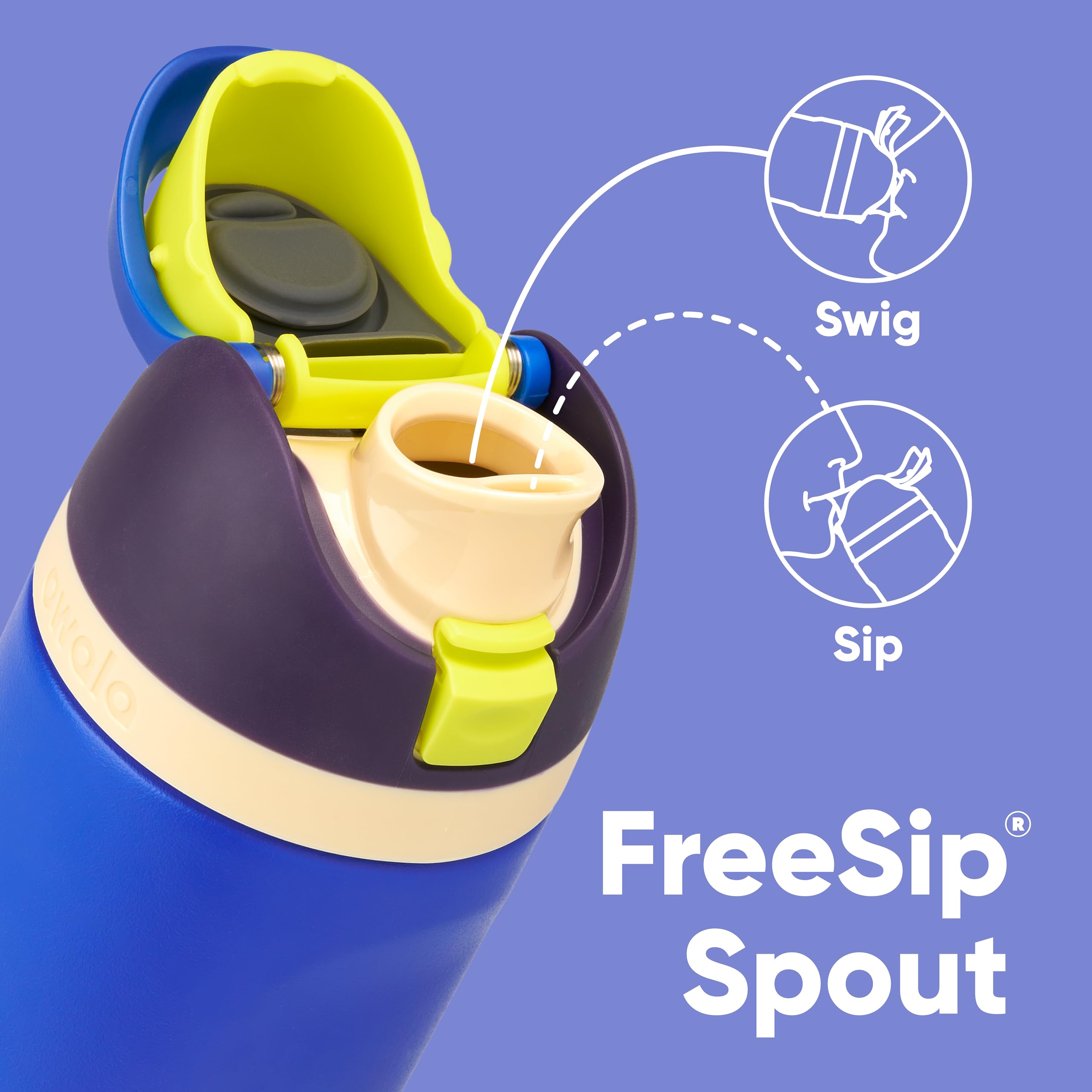 Owala FreeSip - Botella de agua aislada de acero inoxidable con popote para deportes, viajes y escuela, botella de agua deportiva sin BPA, 24 onzas, tropical
